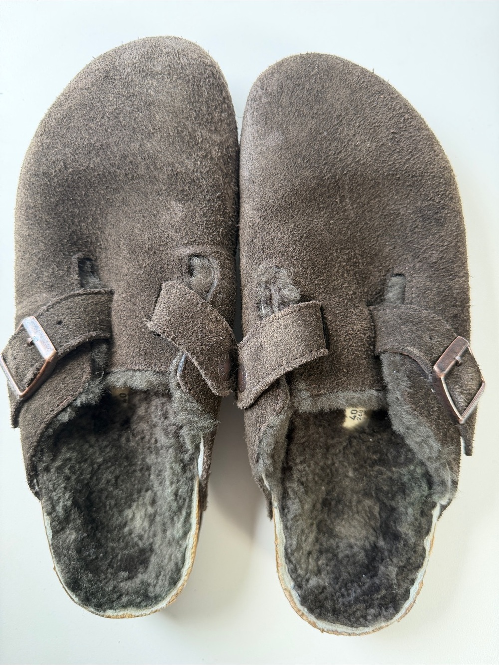 Birkenstock Shearling Suede Leather Mocha Size 40
